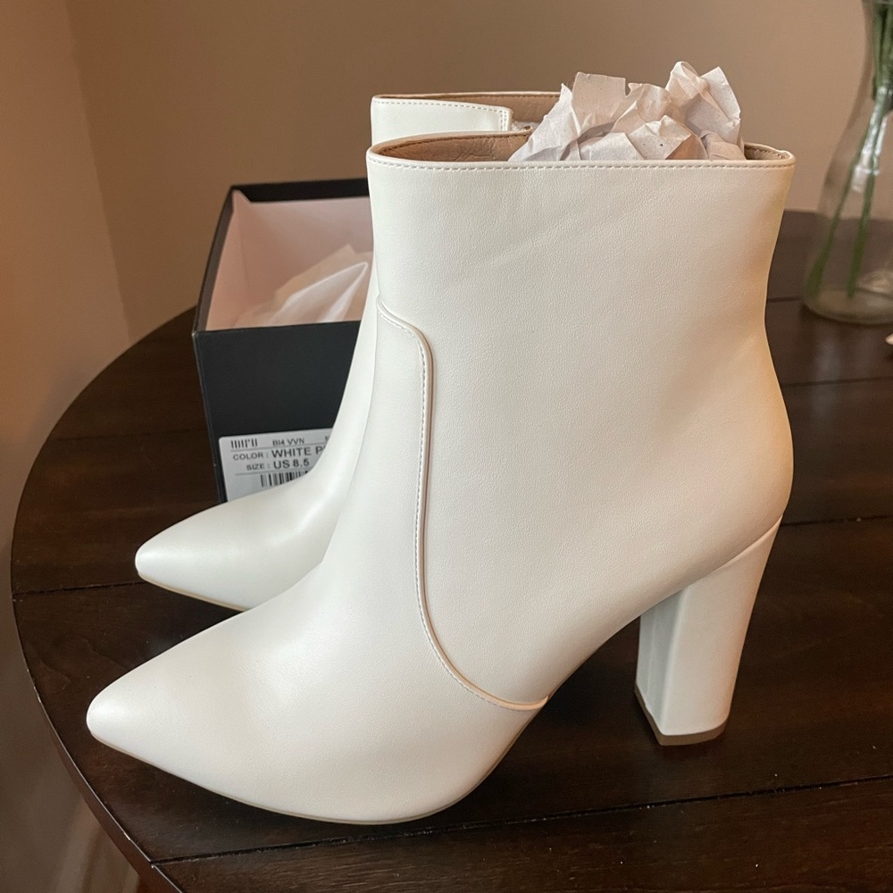 IDIFU Women's Fashion Ankle Boots Pointed Toe High Heels Side Zipper Booties